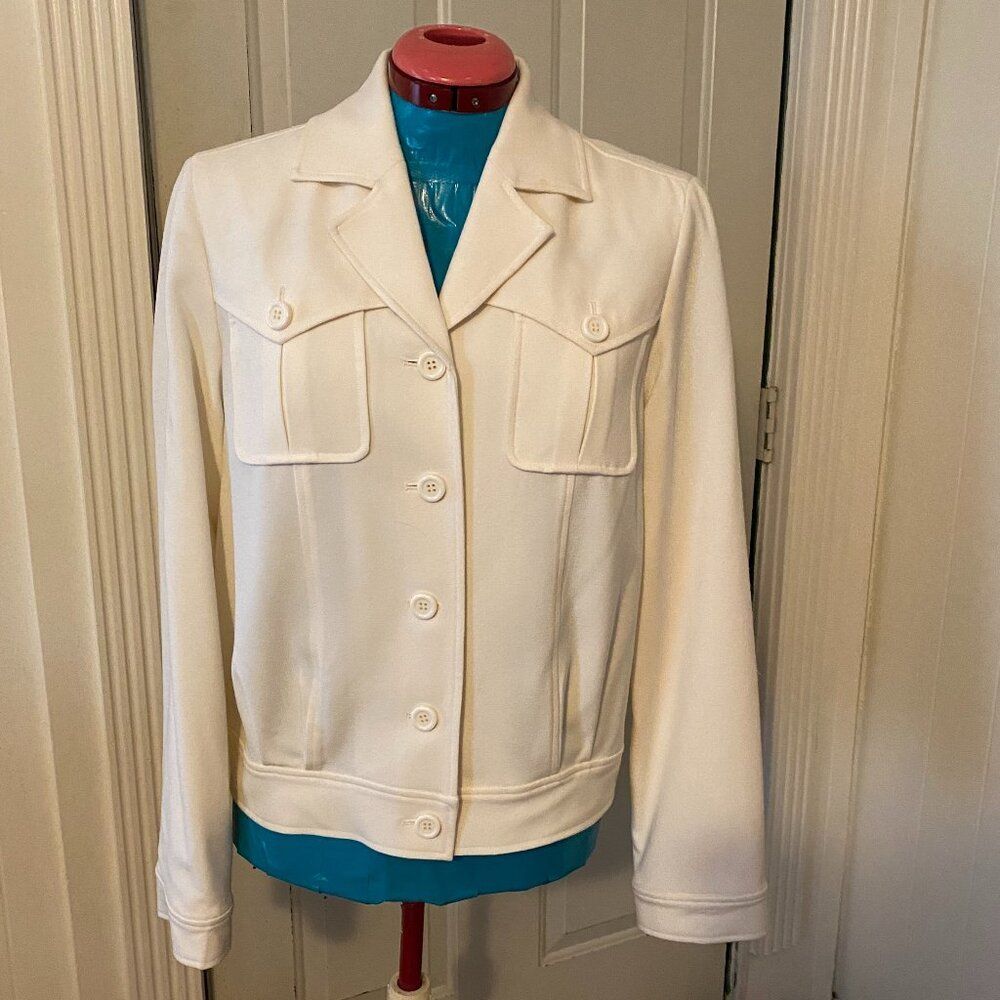 Evan Picone Button Down Long Sleeve V-Neck Lined Jacket Women Size 10